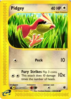 Pokemon TCG Pidgey 123/165 Expedition Base Set Regular LP/MP - Image 1