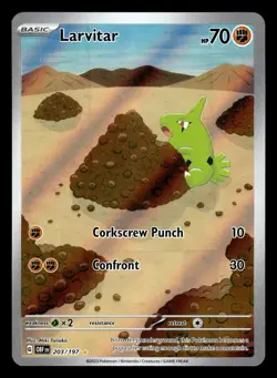 Larvitar 203/197 Illustration Rare Obsidian Flames Pokemon Card - Image 1