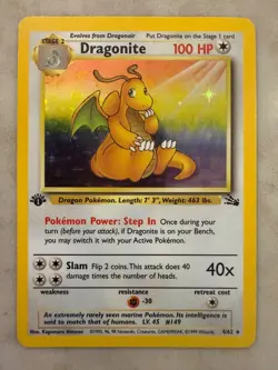 Dragonite 4/62 Fossil Holo 1st Edition WOTC 1999 Pokemon Card - Image 1