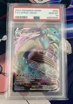 2020 Pokemon SWSH Full Art / Lapras VMax 050/202 PSA 10 GEM MINT - Image 1