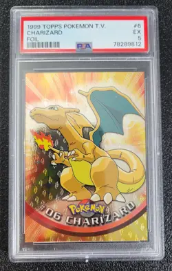 PSA 5 EX 1999 FOIL CHARIZARD POKEMON T.V. #6 G5854 - Image 1