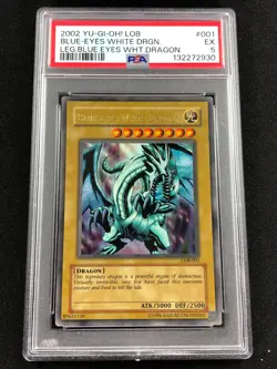 Yugioh 2002 Blue Eyes White Dragon LOB-001 Ultra Rare PSA 5 - Image 1