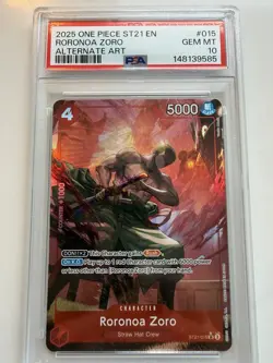 2025 ONE PIECE STARTER DECK ST21-EX GEAR 5 015 RORONOA ZORO ALT ART(EN) PSA 10 - Image 1