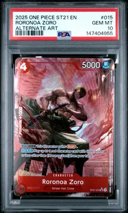 2025 ONE PIECE STARTER DECK ST21-EX GEAR 5 ALTERNATE ART RORONOA ZORO PSA 10 - Image 1