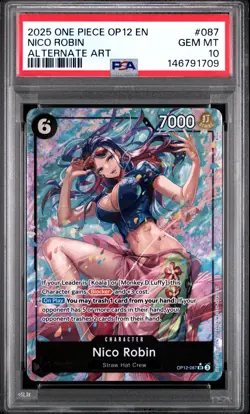 2025 ONE PIECE OP12-LEGACY OF THE MASTER ALTERNATE ART #087 NICO ROBIN PSA 10 - Image 1