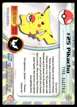 PIKACHU #25 TOPPS TRADING CARDS SERIES 1 POKEMON DMG - Image 3