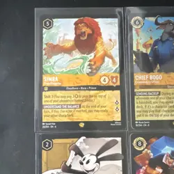 Disney Lorcana Simba, Chief Bogo, Oswald & Ratigan Card Lot - 4 Cards - Image 2