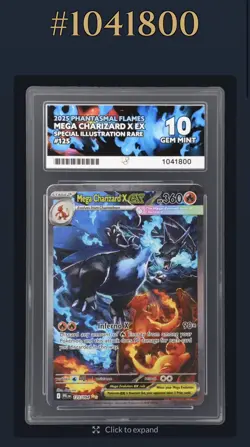 ACE 10 Mega Charizard X EX 125/094 PERFECT SUBGRADES SIR Pokemon TCG GEM MINT - Image 3
