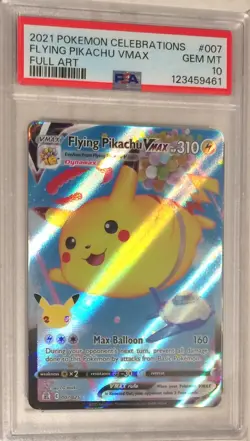 2021 Pokemon SWSH Celebrations PSA 10 Flying Pikachu VMAX FULL ART Holo #007 - Image 1