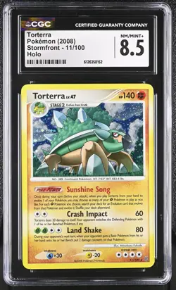CGC 8.5 Torterra 2008 Stormfront 11/100 Holo Pokemon Card - Image 1
