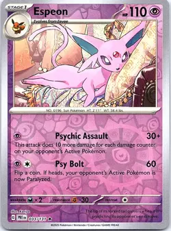 Pokemon Espeon Reverse Holofoil SV: Prismatic Evolutions 033/131 NM - Image 1
