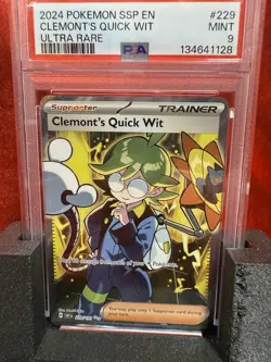 2024 Pokemon Surging Sparks Clemont’s Quick Wit #229 PSA 9 – Ultra Rare - Image 2