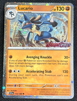 DOUBLE HOLO SWIRL 🌀 Lucario 114/198 Scarlet Stamped Pokemon Cosmos Holo Promo - Image 2