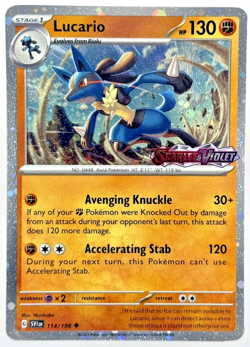 DOUBLE HOLO SWIRL 🌀 Lucario 114/198 Scarlet Stamped Pokemon Cosmos Holo Promo - Image 4