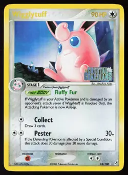 2006 Pokemon Crystal Guardians Wigglytuff 13/100 Reverse Holo Rare Stamp LP+ - Image 1