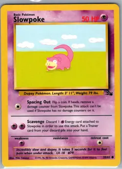 Slowpoke 55/62 Non Holo Fossil - Pokemon Card - NM - Image 1