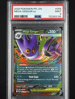 2025 POKEMON PFL EN-PHANTASMAL FLAMES #056 MEGA GENGAR EX PSA 9 - Image 1
