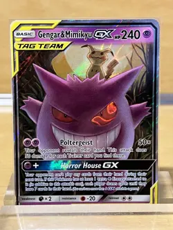 Holographic Gengar & Mimikyu GX #53, Pokemon Team Up Set — Phenomenal Condition - Image 1