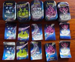 EMPTY Paldean Fates Pokemon TCG Complete 5 Mini Tin Set - Image 1