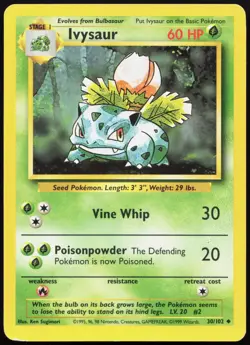 IVYSAUR 30/102 UNCOMMON BASE SET UNLIMITED POKEMON MP - Image 1
