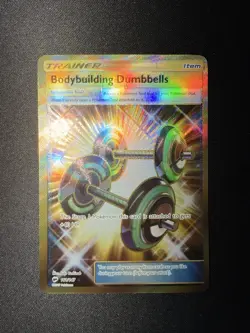 BODYBUILDING DUMBBELLS TRAINER 161/147 HOLO FA BURNING SHADOWS POKEMON CARD NM - Image 1