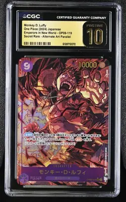 CGC 10 Pristine ONE PIECE Monkey D. Luffy OP09-119 SEC Emperors New World Jap - Image 1