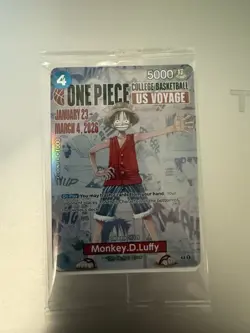 Bandai Namco One Piece CCG Monkey.D.Luffy US Voyage Promo Card P-055 5000 Power - Image 1