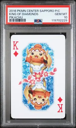 King Of Diamonds Pikachu Center Sapporo Playing Cards Pokemon PSA 10 - Image 1