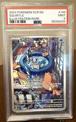 Pokemon Squirtle 148/142 Sv07: Stellar Crown Illustration Rare Holo PSA 9 2024 - Image 1