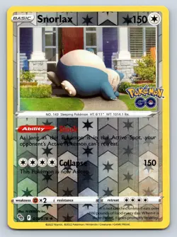 SNORLAX 055/078 HOLO RARE POKEMON GO POKEMON REVERSE HOLO MP - Image 1
