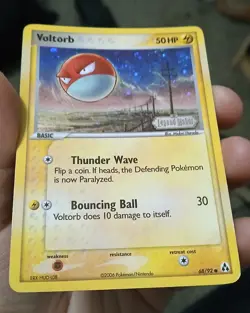 Voltorb 68/92 Pokemon EX Legend Maker Stamped Reverse Holo Swirl 2006 - LP - Image 5