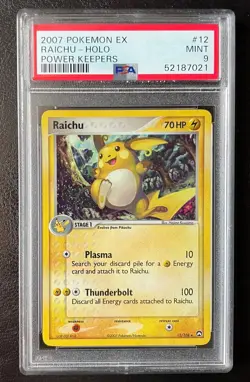 2007 Pokemon EX Power Keepers #12 Raichu Holo PSA 9 Mint - Image 1