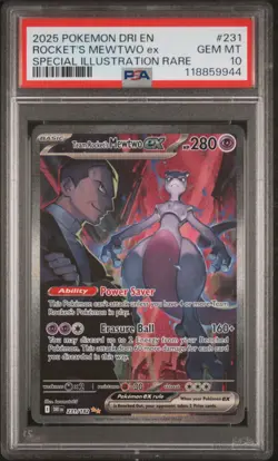 2025 POKEMON DRI EN-DESTINED RIVALS #231 TEAM ROCKET'S MEWTWO EX PSA 10 - Image 1