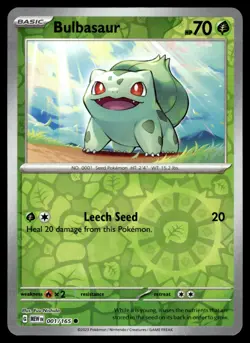BULBASAUR [FOIL] - 001/165 - POKEMON 151 MEW-EN REVERSE ENGLISH - NM - Image 1