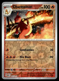 CHARMELEON [FOIL] - 005/165 - POKEMON 151 MEW-EN REVERSE ENGLISH - NM - Image 1