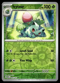 IVYSAUR - 002/165 - POKEMON 151 MEW ENGLISH - REVERSE HOLO - NM - Image 1