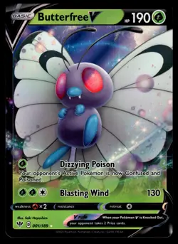 BUTTERFREE V - 001/189 Holo V Rare Darkness Ablaze Pokemon NM - Image 1
