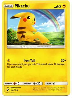 Pikachu Shining Legends #28/73 Common Near Mint-Lightly Played Pokemon TCG - Image 1