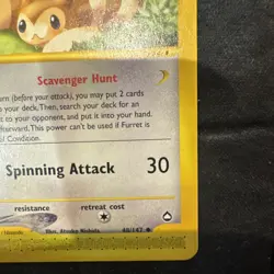 Pokemon Furret 48/147 Aquapolis Uncommon 70 HP Stage 1 TCG 2002 light Play! - Image 4