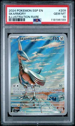 2024 POKEMON SSP EN-SURGING SPARKS ILLUSTRATION RARE #209 SKARMORY PSA 10 - Image 1