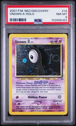 2001 Pokemon Neo Discovery Unown (A) 14/75 Holo Rare PSA 8 - Image 1