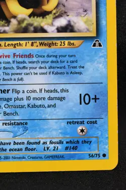 Kabuto 1st Edition 56/75 HP Neo Discovery Regular Common Pokemon TCG - Image 4