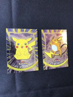 1999 topps Pokemon animated series Pikachu & Raichu holo-foil NM - Image 1