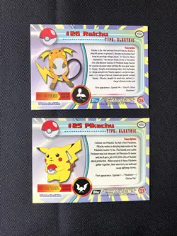 1999 topps Pokemon animated series Pikachu & Raichu holo-foil NM - Image 2