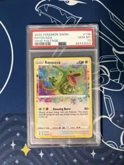 Pokemon Rayquaza 138/185 SWSH Vivid Voltage Amazing Rare Holo PSA 10 - Image 1