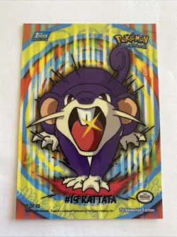 2000 Topps Pokemon TV Rattata #19 Stick-Ons Sticker 9 of 10 (A) - Image 1