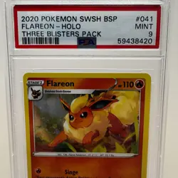 2020 Pokemon SWSH BSP - Flareon #041 Holo - Three Blisters Pack - PSA 9 MINT - Image 2