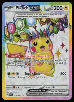 Pikachu ex 219/191 Ultra Rare Surging Sparks Pokemon English NM - Image 1