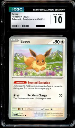 CGC 10 GEM MINT Eevee 074/131 Prismatic Evolutions Pokemon Card - Image 2