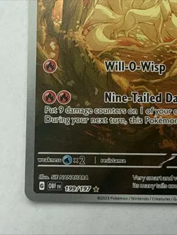 Ninetales Pokemon Obsidian Flames 199/197 Illustration Rare Full Art Holo SV NM - Image 5